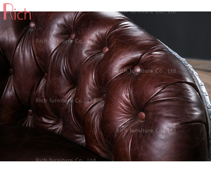 Mid Century European Retro Style Vintage PU Leather <strong>Sofa</strong> <strong>Set</strong> with Aluminum Decor for Home Living Room Bar Club Hotel Villa Use - Product Image 6