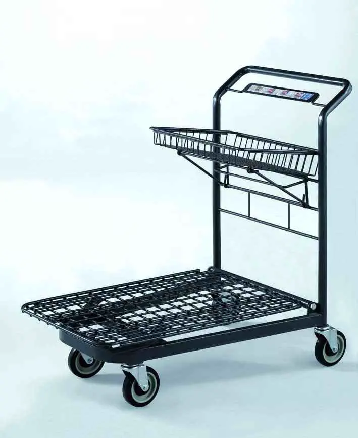 Supermärkte Metall korb Einkaufs wagen mit Korb und 4 PU-Rädern