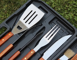 Grill rôtissoire professionnel en acier inoxydable, 18 pièces, ensemble d'outils de BBQ, gril pour Camping en plein air, <span class=keywords><strong>Kit</strong></span> d'accessoires, vendu sans couteau par RTS - Product Image 4
