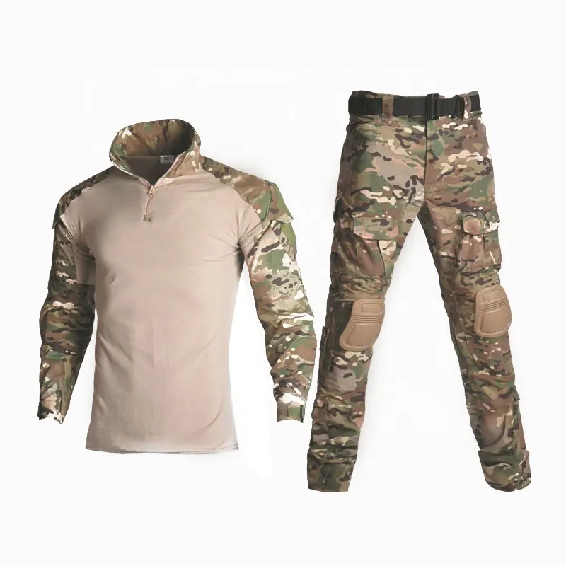 12 couleurs chasse en plein air Trekking voyage ACU uniforme costume pantalon ensembles classique à manches longues Rip Stop Multi Camo uniforme avec coussinets