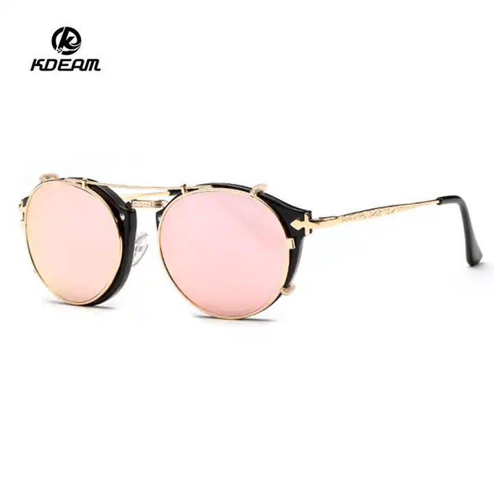 kdeam alloy frame steampunk clip-on sunglasses