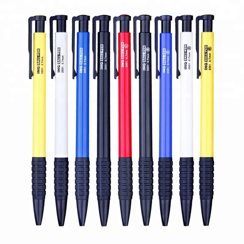 Best Quality Cheap Simple Colorful 0.7mm Silk Printing Plastic Body Blue Ink Ballpoint Pen With Custom Logo