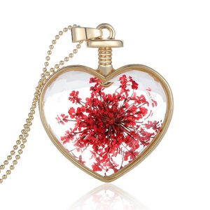 Regalos del Día de San Valentín flor real cristal corazón transparente Marco de vidrio creativo collar - Product Image 1