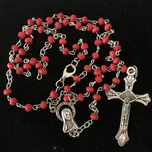 4mm min rose scented perfume rosary wood bead necklace with Lobster Clasp at the end