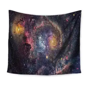 Manufacturer sale rectangular shape polyester fabric multifunctional dark color nebula printing wall hanging large tapestry