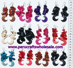 Pendientes de gota de tuerca de Tagua hechos a mano únicos, Perú única de fina joyería de moda, accesorio exclusivo - Product Image 2