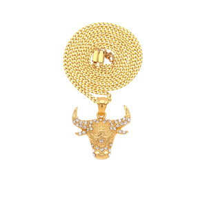 Collares con Colgante de Cabeza de Toro para Hombre, Estilo Punk, Cadena con Piedras, Hip Hop, <span class=keywords><strong>Vaca</strong></span>, Buey, Collier, Colgante de Cabeza de Toro de Tribu Africana - Product Image 4