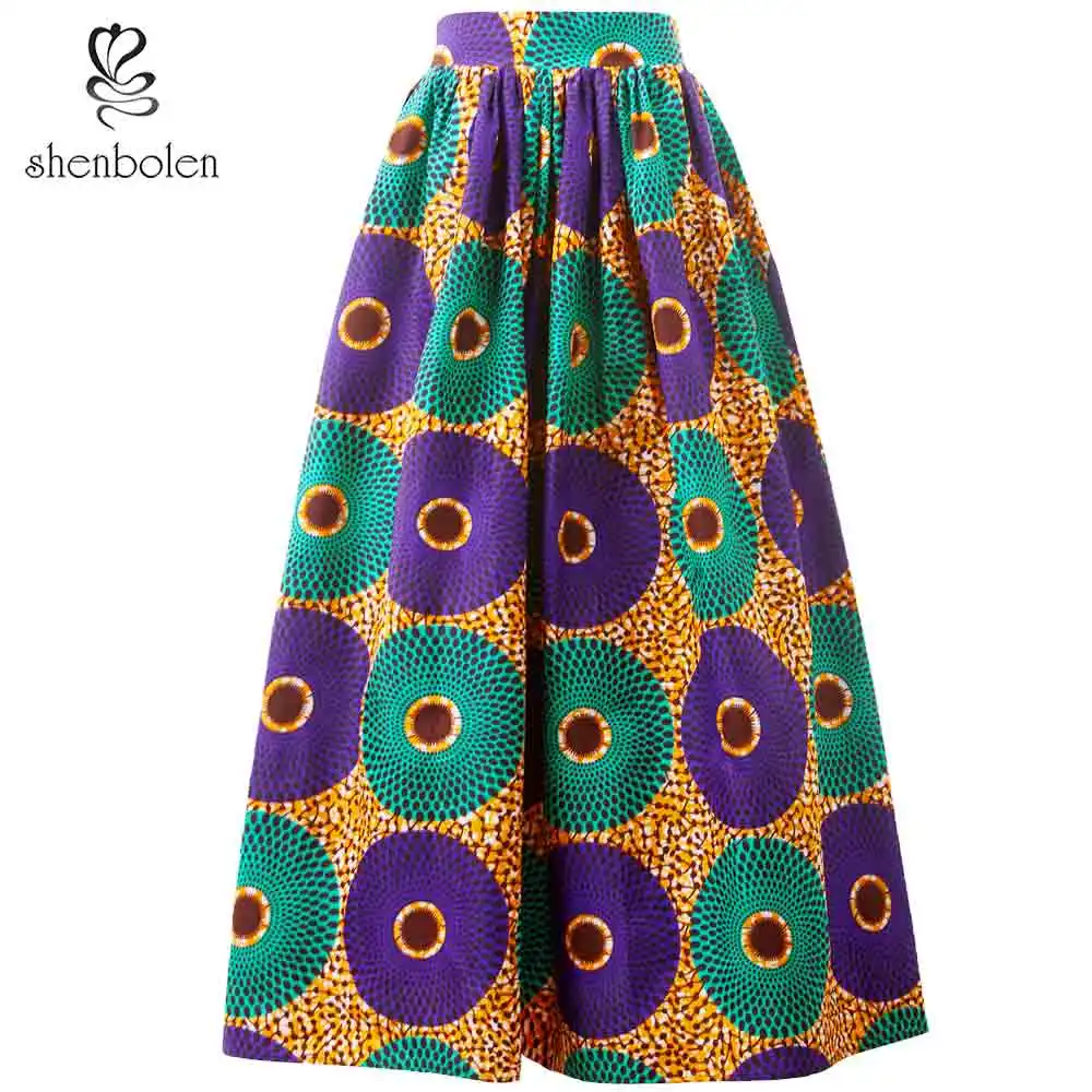 Fashionable Wax Fabric African Printing Various Style Elastic Waist Long Maxi Women Skirts