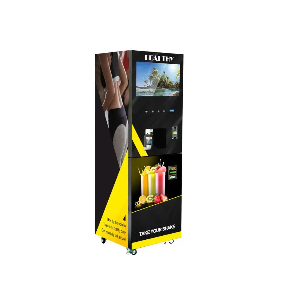Protein Milk Shake Dispensing Gym Vending Machine Drinks Pump 4 Flavors of Cold Pump Water 22'' HD LCD