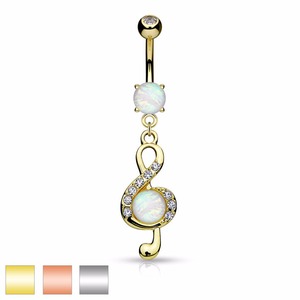 <span class=keywords><strong>Piercing</strong></span> <span class=keywords><strong>para</strong></span> el <span class=keywords><strong>ombligo</strong></span> colgante ópalo <span class=keywords><strong>falso</strong></span> nota musical - Product Image 4