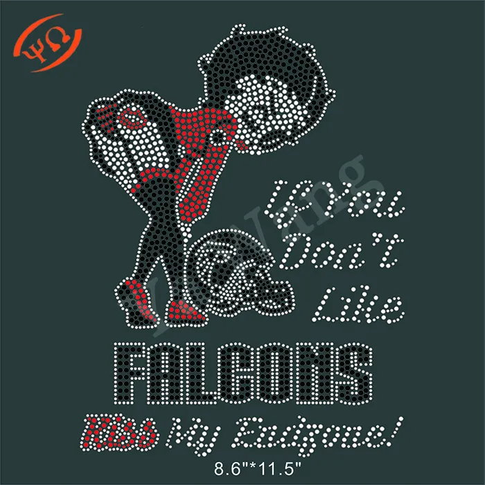 Bling Falcons เหล็กบน Rhinestone หญิงสาวร้อน Fix Transfer Designs ขายส่ง