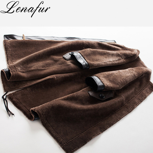 <span class=keywords><strong>Cappotto</strong></span> da <span class=keywords><strong>Donna</strong></span> Lungo Marrone in Pelle e <span class=keywords><strong>Pelliccia</strong></span> di Montone Shearling Spesso e Caldo Stile Retrò Vintage Invernale - Product Image 3