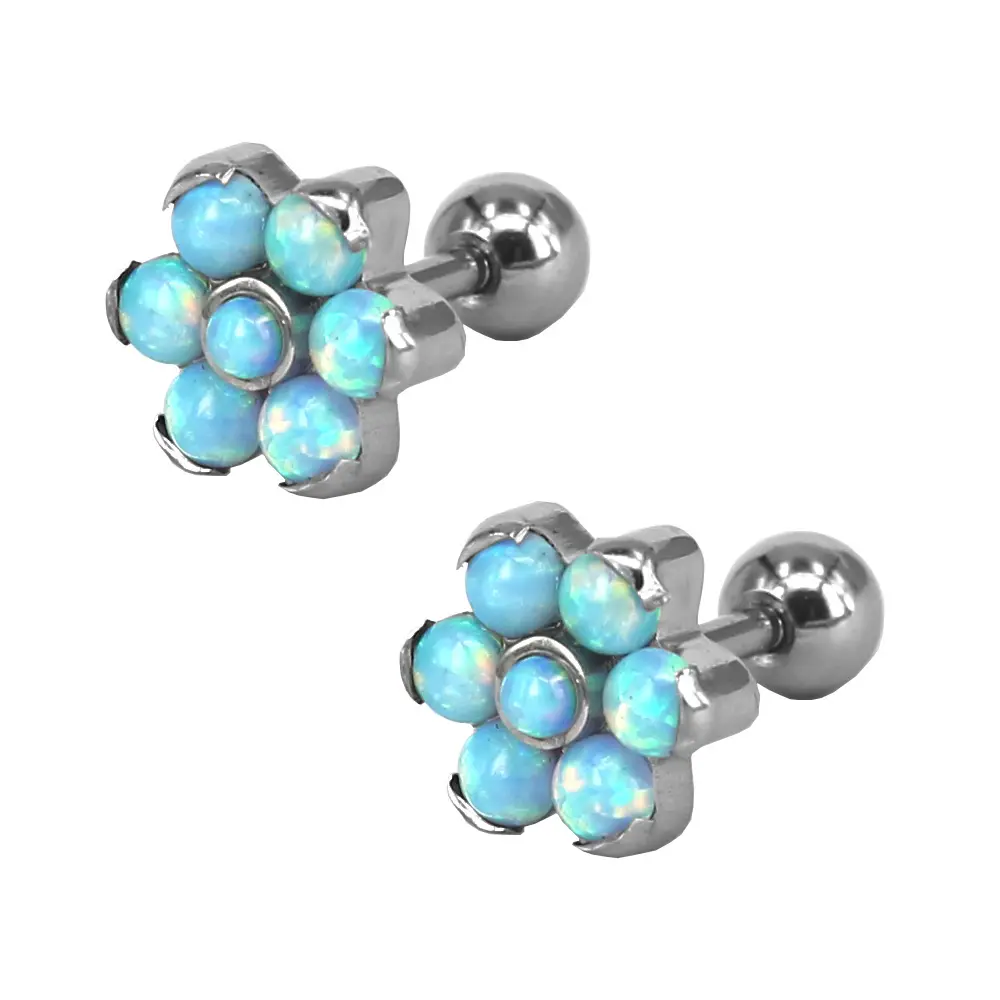 Wholesale fashion opal flower earring women surgical steel new arrival reasonable price earring stud