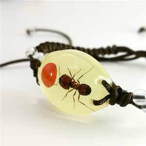 Braccialetti luminosi Fagiolo Rosso Naturale Ant Fatti A Mano Reale Insetto Bande di Mano Glow In The Dark Regali Degli Uomini Delle Donne Del Braccialetto Amico gioielli - Product Image 1