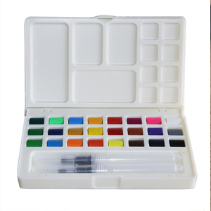 Juego de 24 pinturas de acuarela de colores sólidos con pincel de regalo - Product Image 1