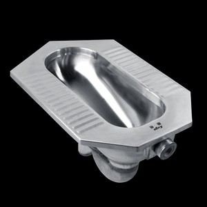 Inodoro de acero inoxidable para uso sanitario asiático, sartén para sentadillas con descarga - Product Image 3