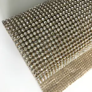 Bling Bling Metall basis Wärme übertragung Crystal Mesh Trimm ing Roll Hotfix Strass platte für Kleidung