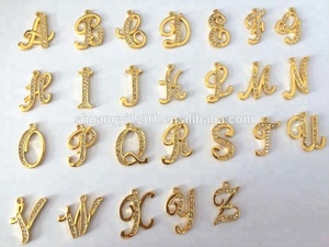 패션 26 편지 그리스어 알파벳 a-z 크리스탈 cursive 모양의 편지 펜던트 매력 - Product Image 4