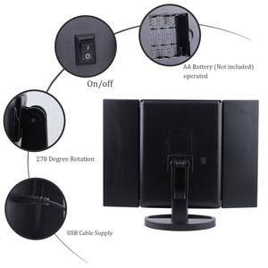 Gương Trang Điểm Trang Điểm Có Đèn Gương Mỹ Phẩm Chiếu Sáng Phóng Đại Gương Trang Điểm LED Gập Ba Điều Khiển Cảm Ứng - Product Image 4