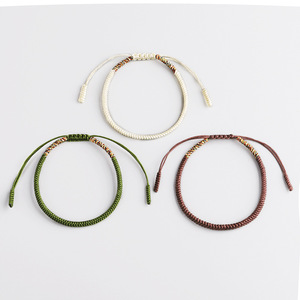 Amiu — Bracelet <span class=keywords><strong>tressé</strong></span> à la main pour hommes et femmes, cordon, noeud tibétain, ajustable, corde porte-bonheur <span class=keywords><strong>bouddhiste</strong></span>, nouveau, tendance - Product Image 1