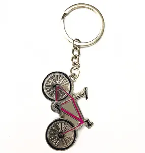 Wholesale Nice giveaway promotion item ideal for event and activity metal enamel custom design bicycle shape keyring key chain