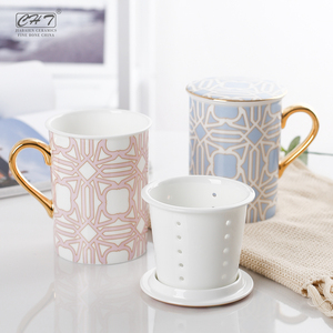 Tasse de voyage micro-ondable, pièces, pour l'école royal, en céramique fine, style british, poignée dorée, logo, tasse à thé, <span class=keywords><strong>filtre</strong></span> - Product Image 2