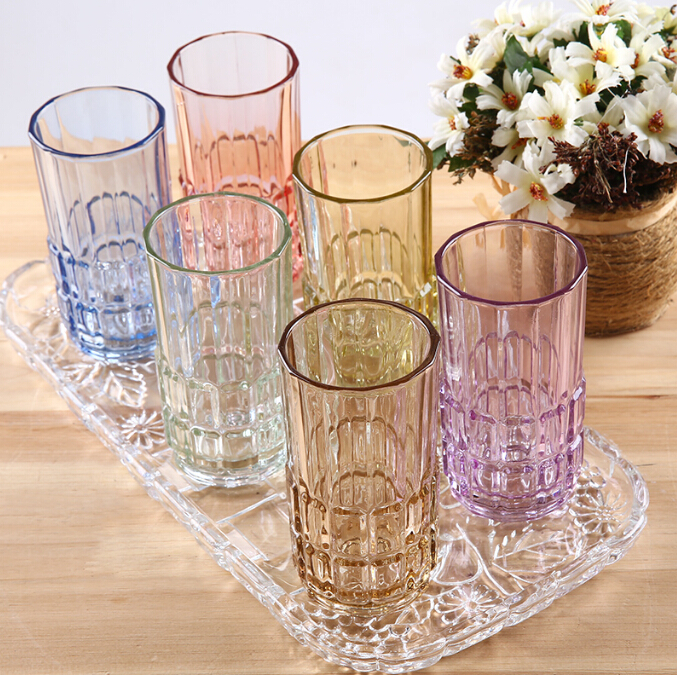 Haonai 230ml drinking glass water glass cup 6 assortment color