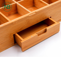 Boîte de rangement pour sachets de thé en bambou, boîte à thé en bambou avec tiroir extensible, 8 compartiments