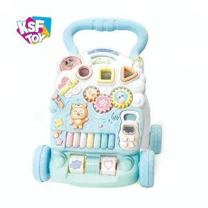 multifunctional learning stand toy push cart baby walker with music piano key