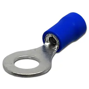 Circulaire Solderless Terminal Rood Blauw Geel Crimp Terminal Stud 3Mm 4Mm 5Mm 6Mm 8Mm 10mm Rv Pre Geïsoleerde Ring Terminals