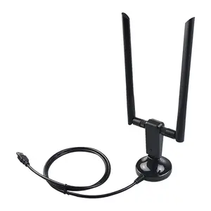 Adaptor Wifi AC1200 Dual Band nirkabel USB Adapter 2.4G / 5G Wifi Dongle kartu jaringan dengan Double High-Gain antena untuk PC