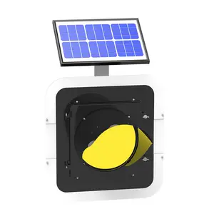 Battery Operated Barricade Warning Solar Panel Yellow Traffic Blinker Light