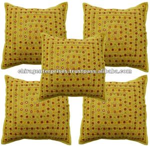 New Arrival Hand Embroidered Eco-Friendly Anti-Bacteria Hotel Use Cotton Sofa Cushion Seat Covers Throw <b>Pillow</b> Case Customizable - Product Image 2