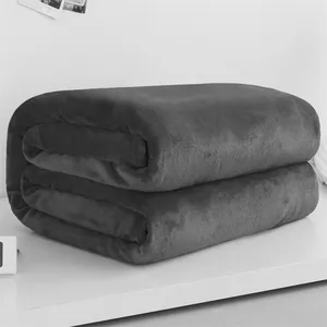 Coperta regalo promozionale in flanella in pile per la vendita all'ingrosso di articoli in maglia nera