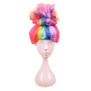 Colorful Parrucca di Halloween per Trolls Elf Pixie Costume Cosplay Parrucca