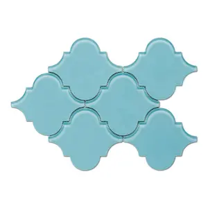 Arabesque Mattonelle di Mosaico Di Cristallo di Vetro Blu e Grigio A Getto D'acqua Mosaico