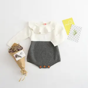Wholesale Newborn Babygirl Clothing Rompers Wool Knitting Tops Long Sleeve Romper Warm Outfits Clothes Baby Girls Sweater