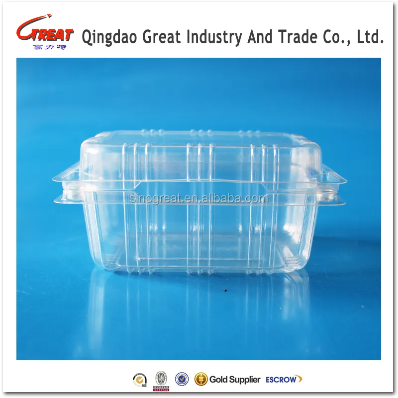 Plastic Strawberry Packaging Container, Blister Blueberry Clamshell With Air Holes