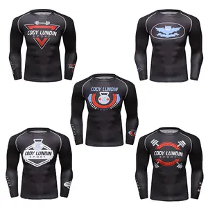 Custom gesublimeerd compressie tattoo gedrukt mma rash guard