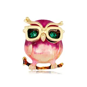 Cute animal brooch initial owl pin brooch with sunglasses