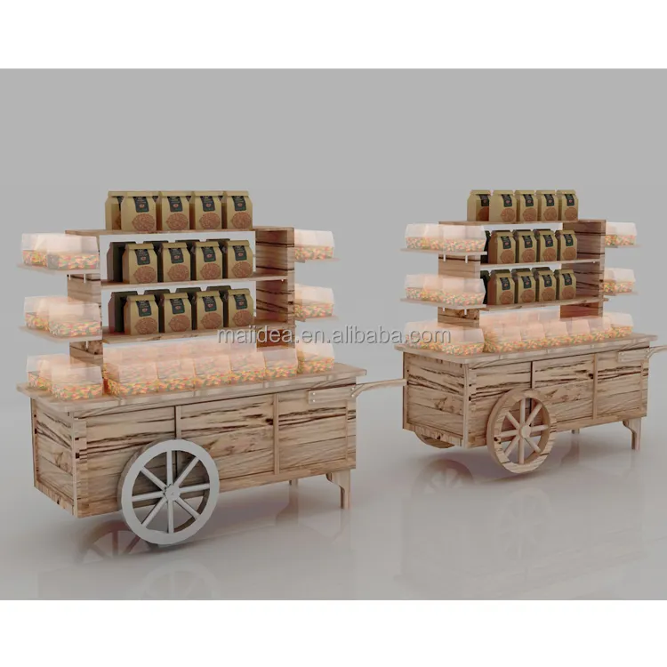 Chariot à bonbons en bois massif personnalisé, présentoir à bonbons, kiosque pour centre commercial