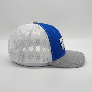 Toptan özel yüksek kaliteli 6 Panel pamuk dimi kraliyet mavi amerikan bayrağı nakış yama örgü snapback kamyon şoförü şapka - Product Image 5