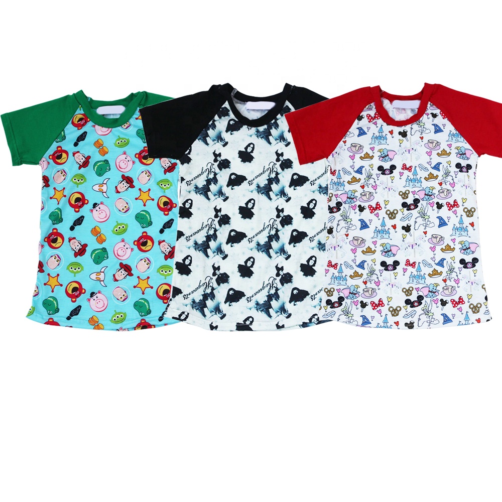 Новейшие Детские рубашки реглан с мультяшным рисунком, Детские рубашки с короткими рукавами для маленьких мальчиков