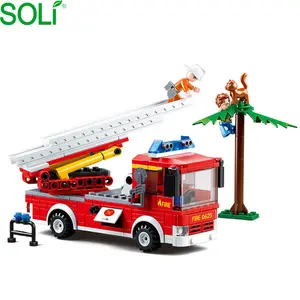 Mainan Balok Susun Rakit Anak Laki-laki, Blok Bangunan Pemadam Kebakaran Seri Pahlawan