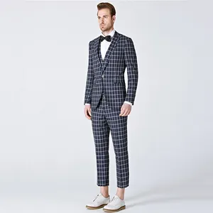 Jaquetas + calças + colete masculino, xadrez terno slim casamento com calças tuxedo terno para homem, fotos de design estilo novo