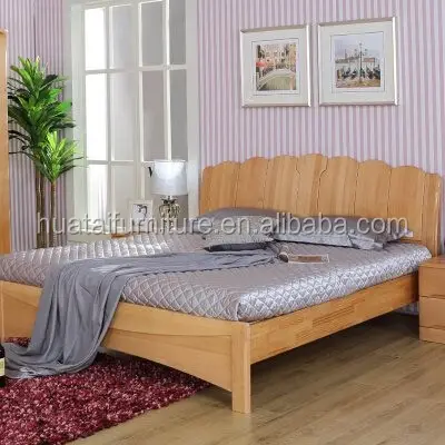 Mobilier de lit king de chambre à coucher en bois, modèles de lit double d'hôtel
