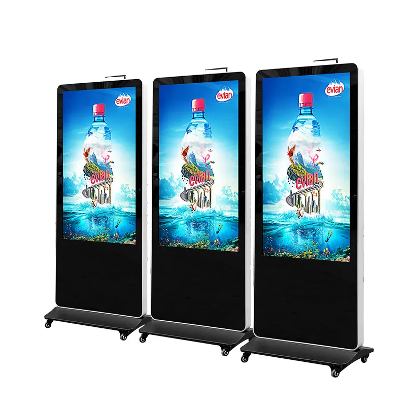 Reproductor de anuncios de soporte de suelo de alta calidad de 65 "con señalización digital WiFi 4K Panel táctil capacitivo Pantalla LCD de pie Publicidad