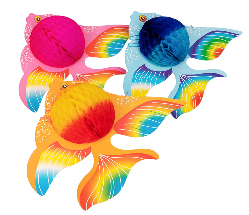 Tropical Fish Party Decorations Supplies Hanging Fish Paper Honeycomb Balls