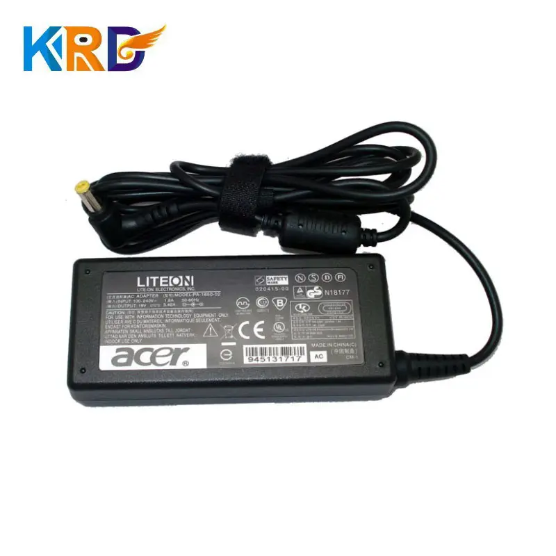 Laptop ac power adapter for Acer 19V 3.42A 65W notebook charger PA-1650-02