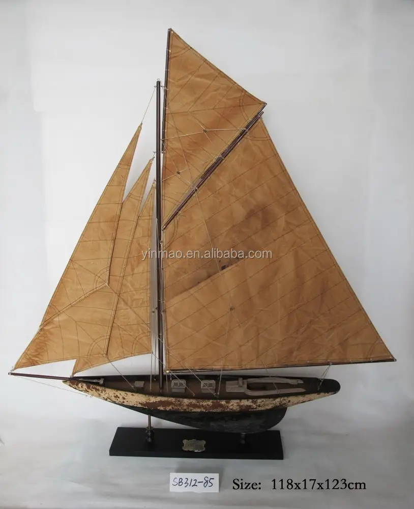 Klassieke Antieke Houten Zeilboot Model, 118X17X123 Cm, 2 Mast Zeilschip, replic Boot/Jacht/Vessel, Hand Gemaakt Nautische Souvenir